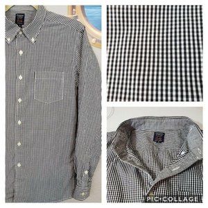 Men's black and white‎ plaid button down Premium Cotton shirt  Size Small